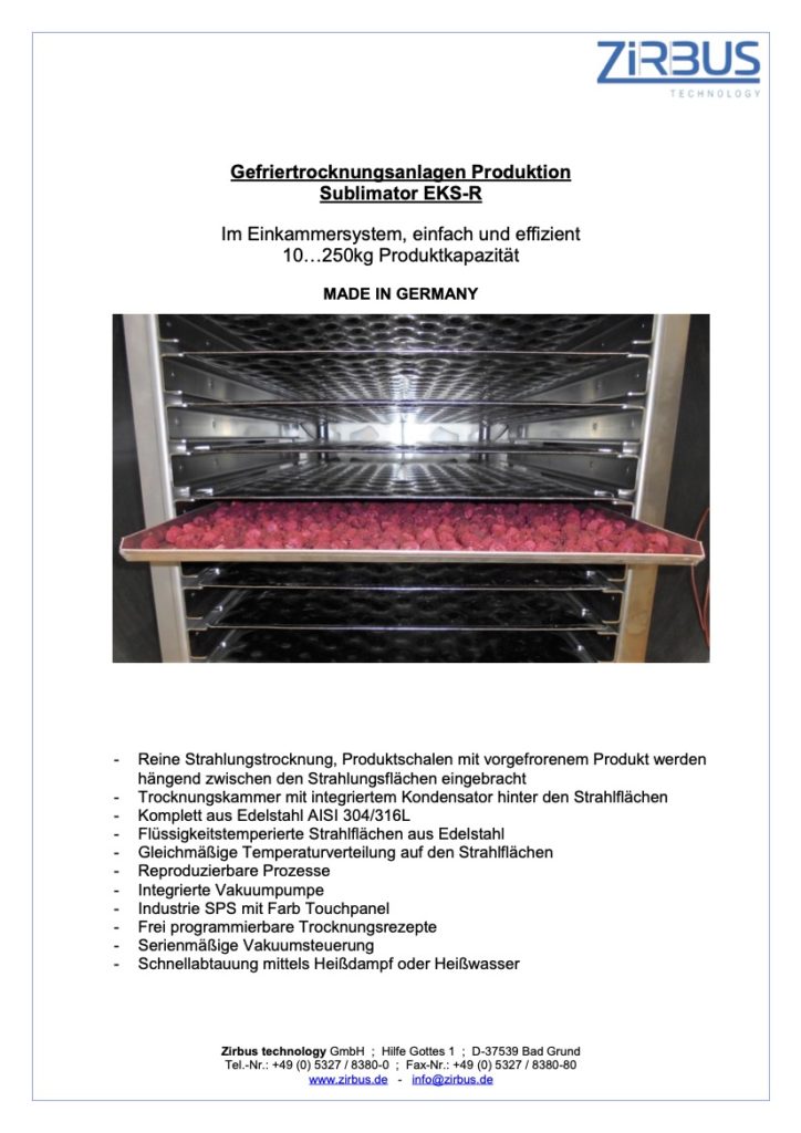 Gefriertrocknungsanlagen-Produktion-Sublimator-EKS-R